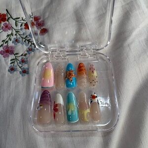 HAND MADE PRESS ON NAILS BEACH THEME SIZE MEDIUM